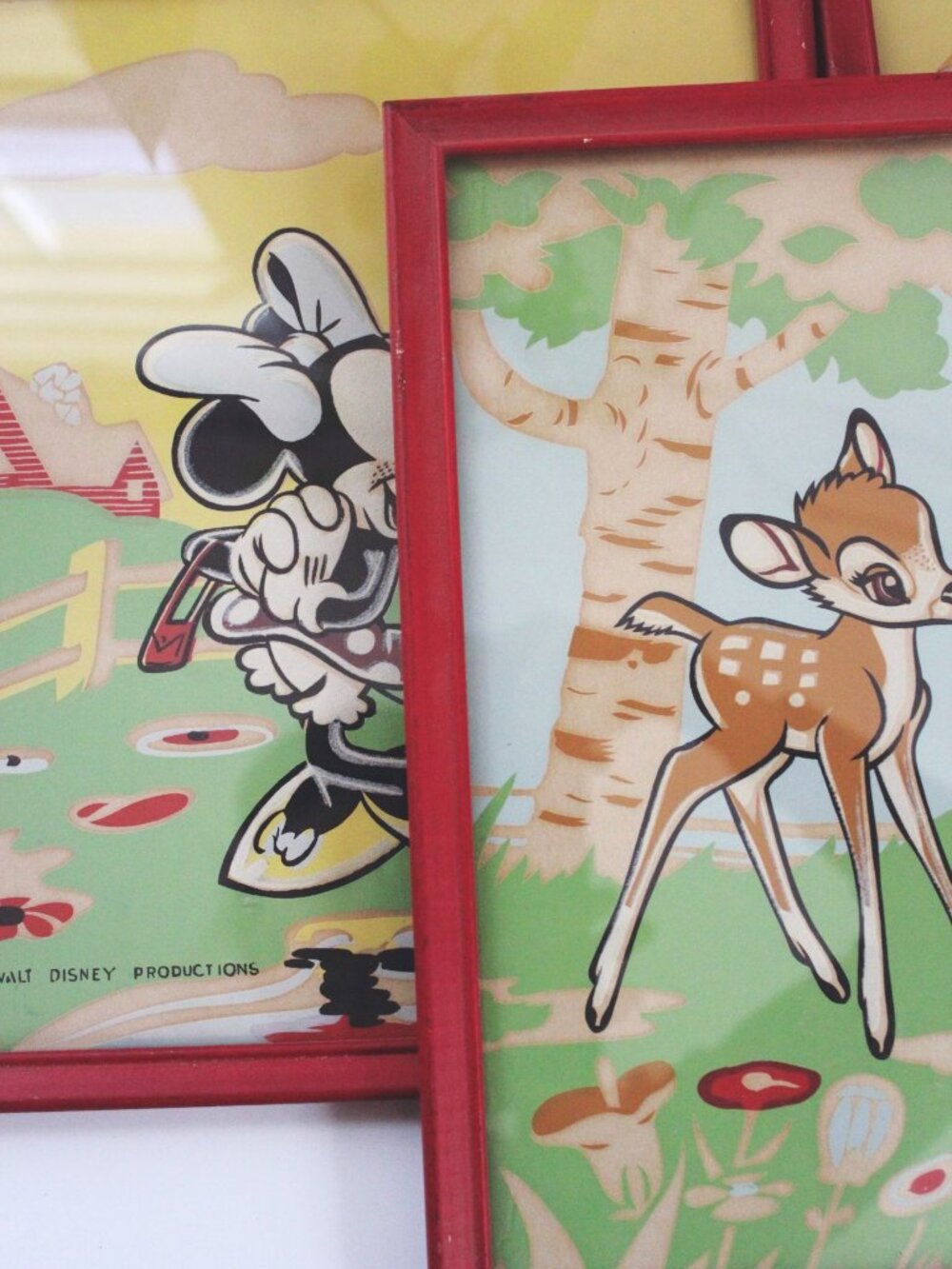 Vintage Walt Disney Productions Framed Prints Set Of 3 Minnie Mouse Bambi & Dona - Picture 9 of 9
